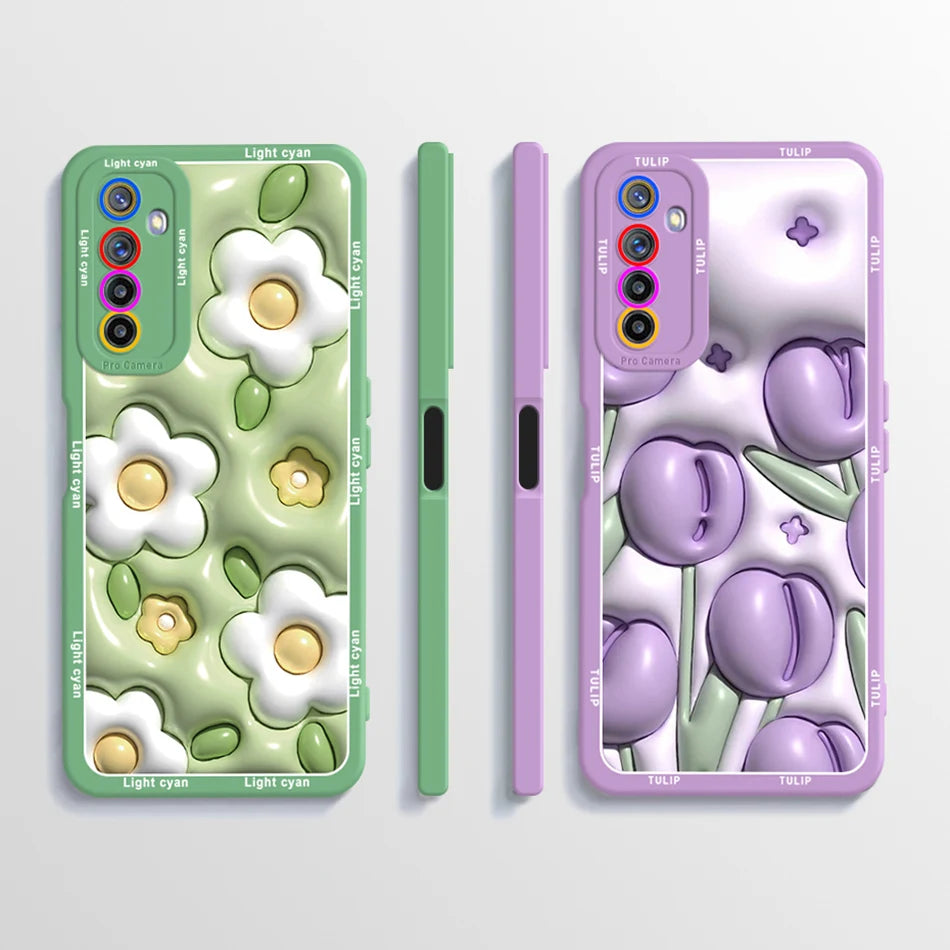 For Realme 6 Case Realme 6 Pro Matte Soft TPU Back Cover For Realme 6S 6pro Phone Case For Realme 6 Pro Flower Silicone Bumper