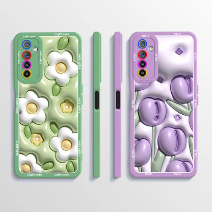 For Realme 6 Case Realme 6 Pro Matte Soft TPU Back Cover For Realme 6S 6pro Phone Case For Realme 6 Pro Flower Silicone Bumper